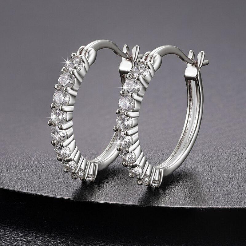 VVS Lab Designer Cut 14k Gold Over Sterling Silver Hoops - CaratixJewelry